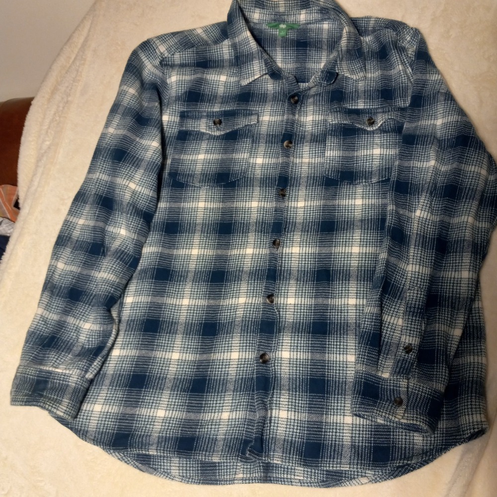 Dip Heavy Flannel Button Up Shirt Sz L Plaid Men's Outdoor Hiking Work Yard